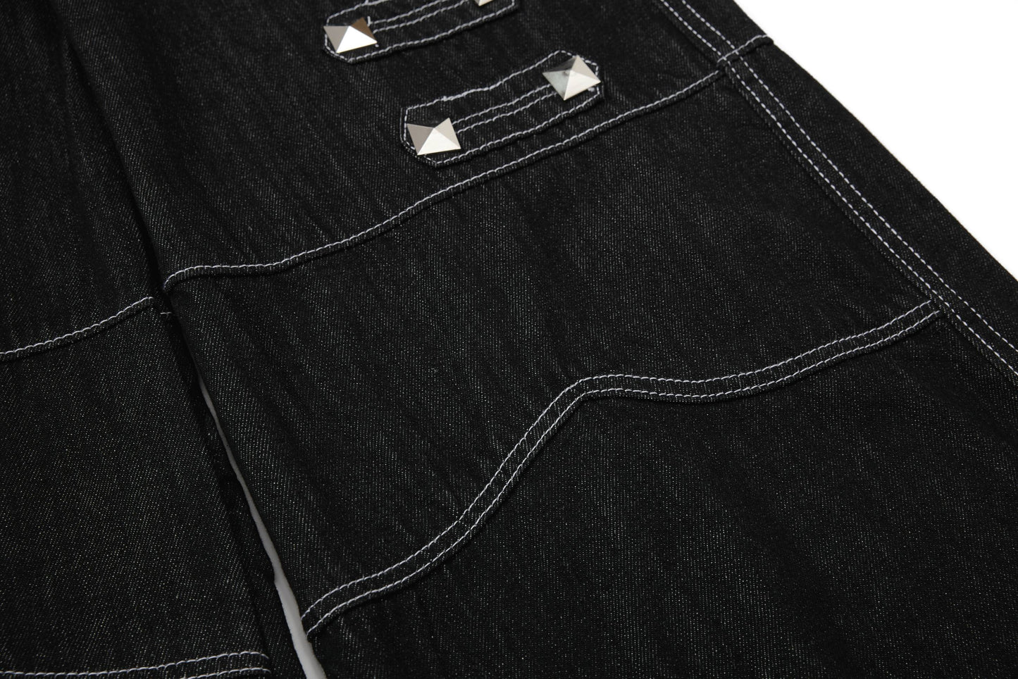 CapCabin Studded Strap Denim Pants