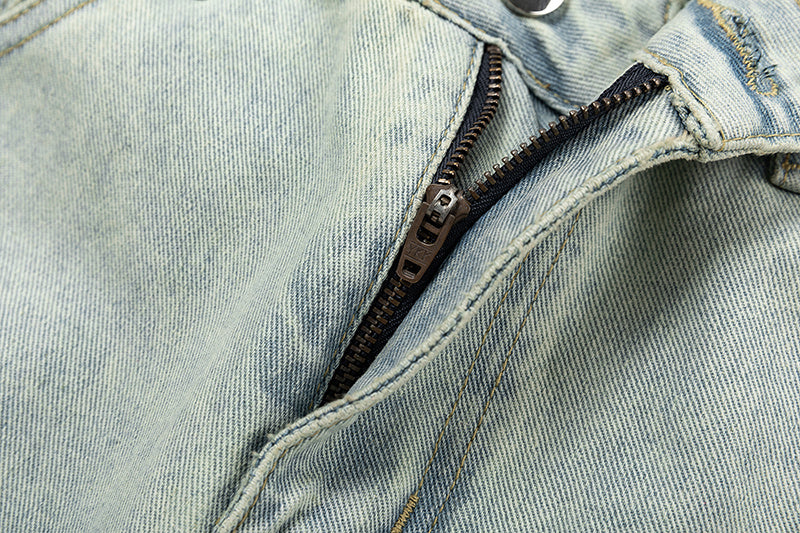 WELLDONE Washed Light Blue Straight-Leg Jeans