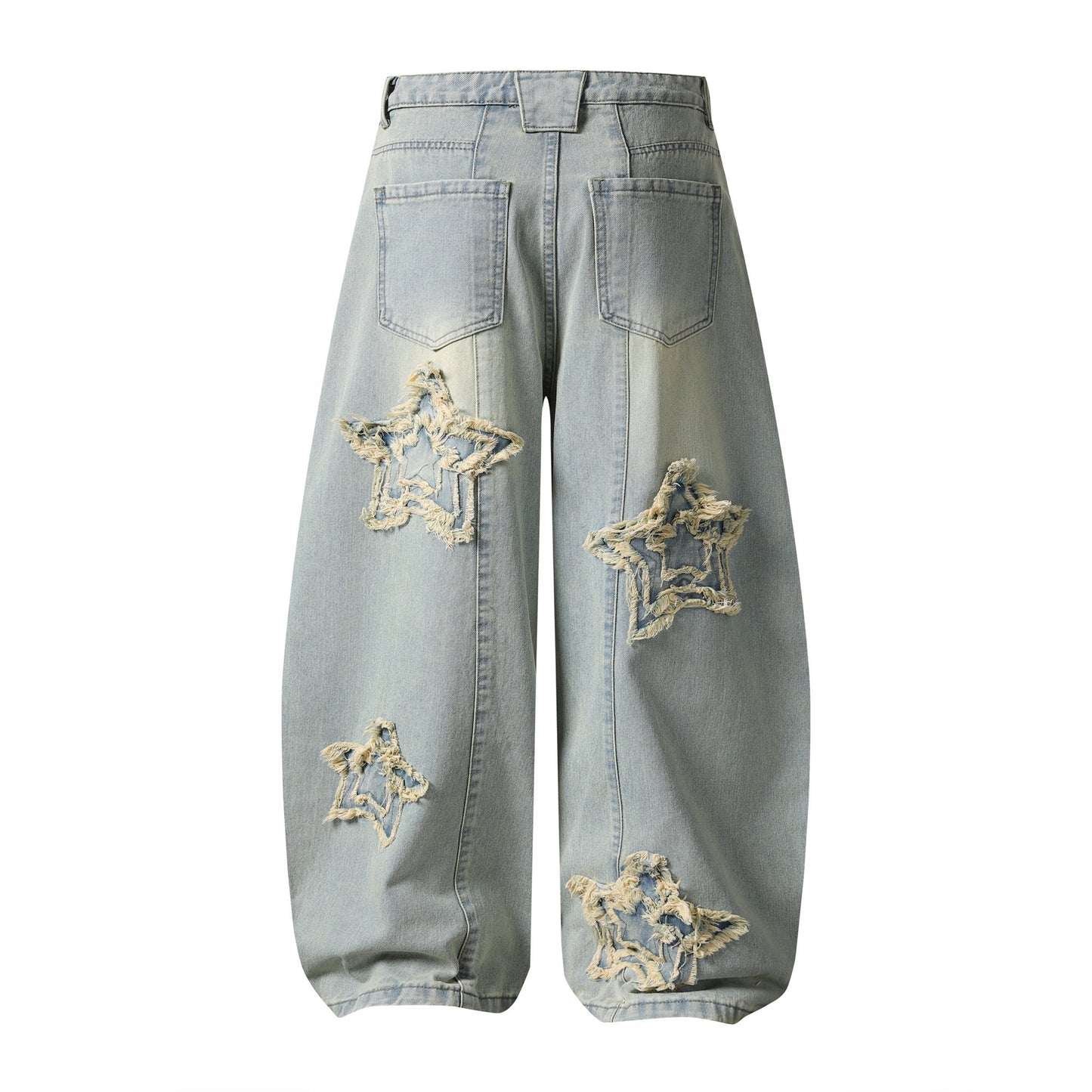 CapCabin “Star Distressed Wide-Leg Jeans”