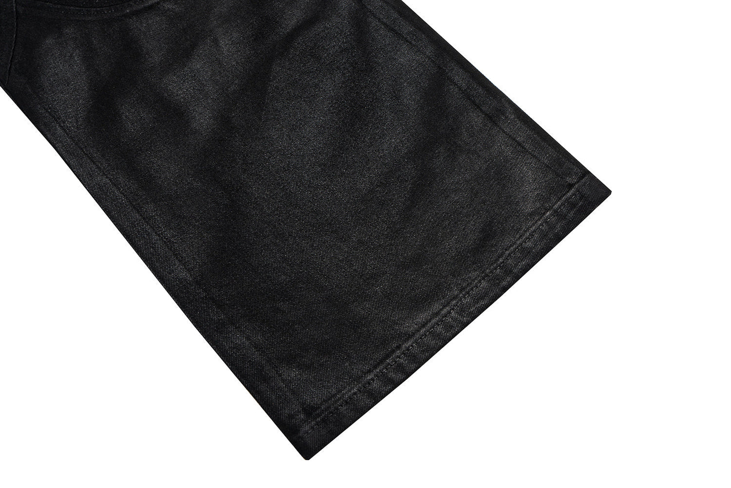 CapCabin Curved-Stitch Leather Denim Pants