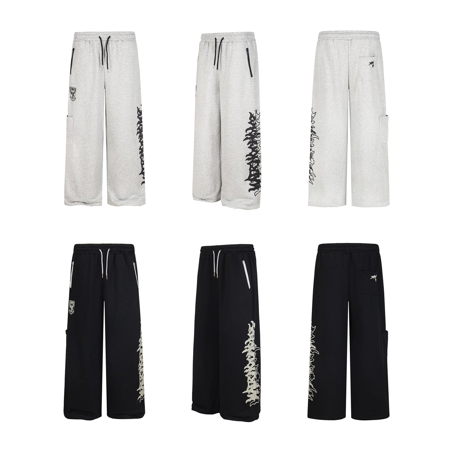 CapCabin Flame Script Wide-Leg Sweatpants
