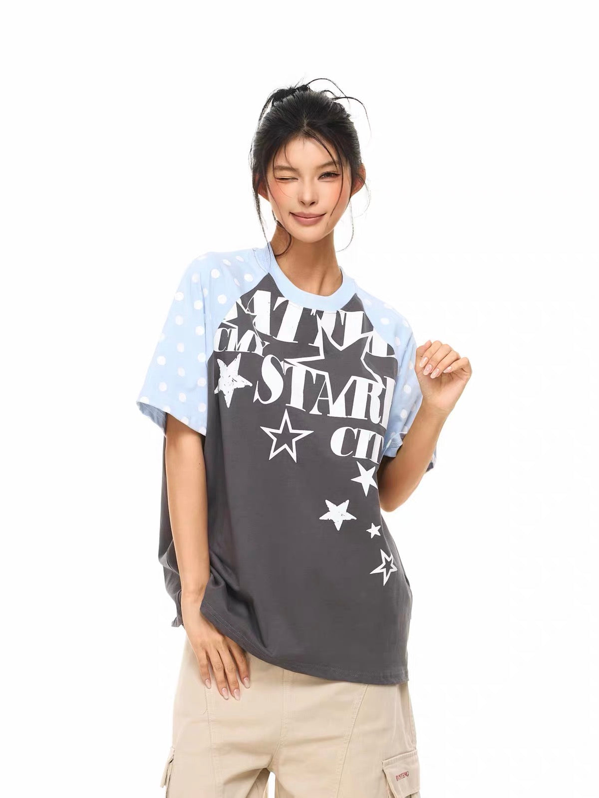 CapCabin Star City Graphic Print T-Shirt Color Block