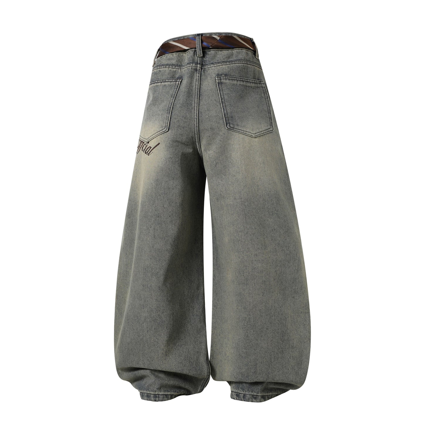 CapCabin Tie-Waist Wide-Leg Denim Pants