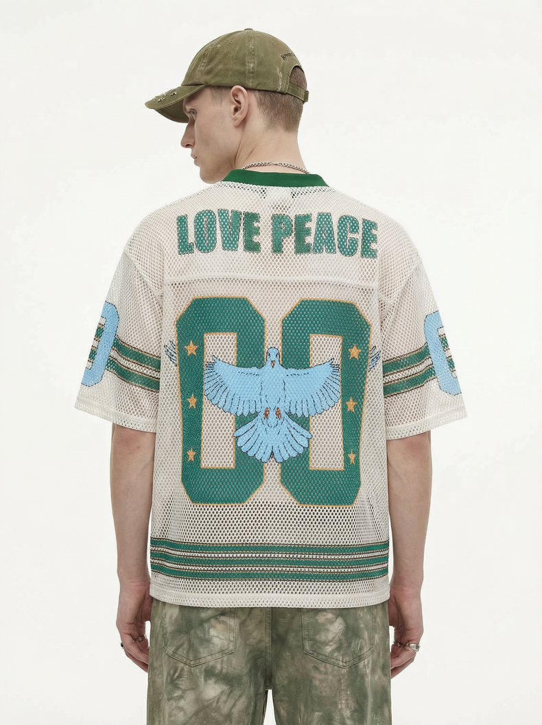CapCabin “Love Peace 00” Mesh Jersey T-Shirt