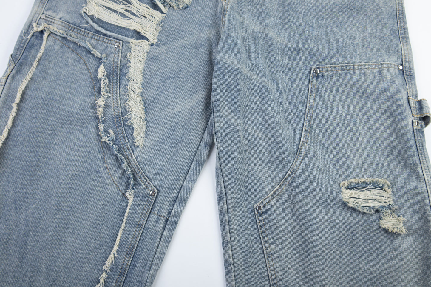 CapCabin Distressed Panel Denim Pants