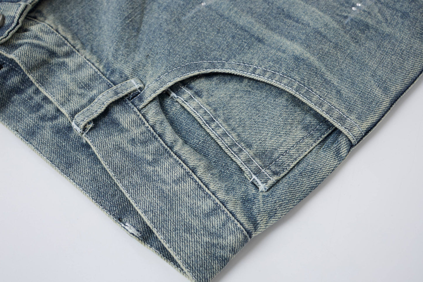 CapCabin Rhinestone Wash Denim Shorts
