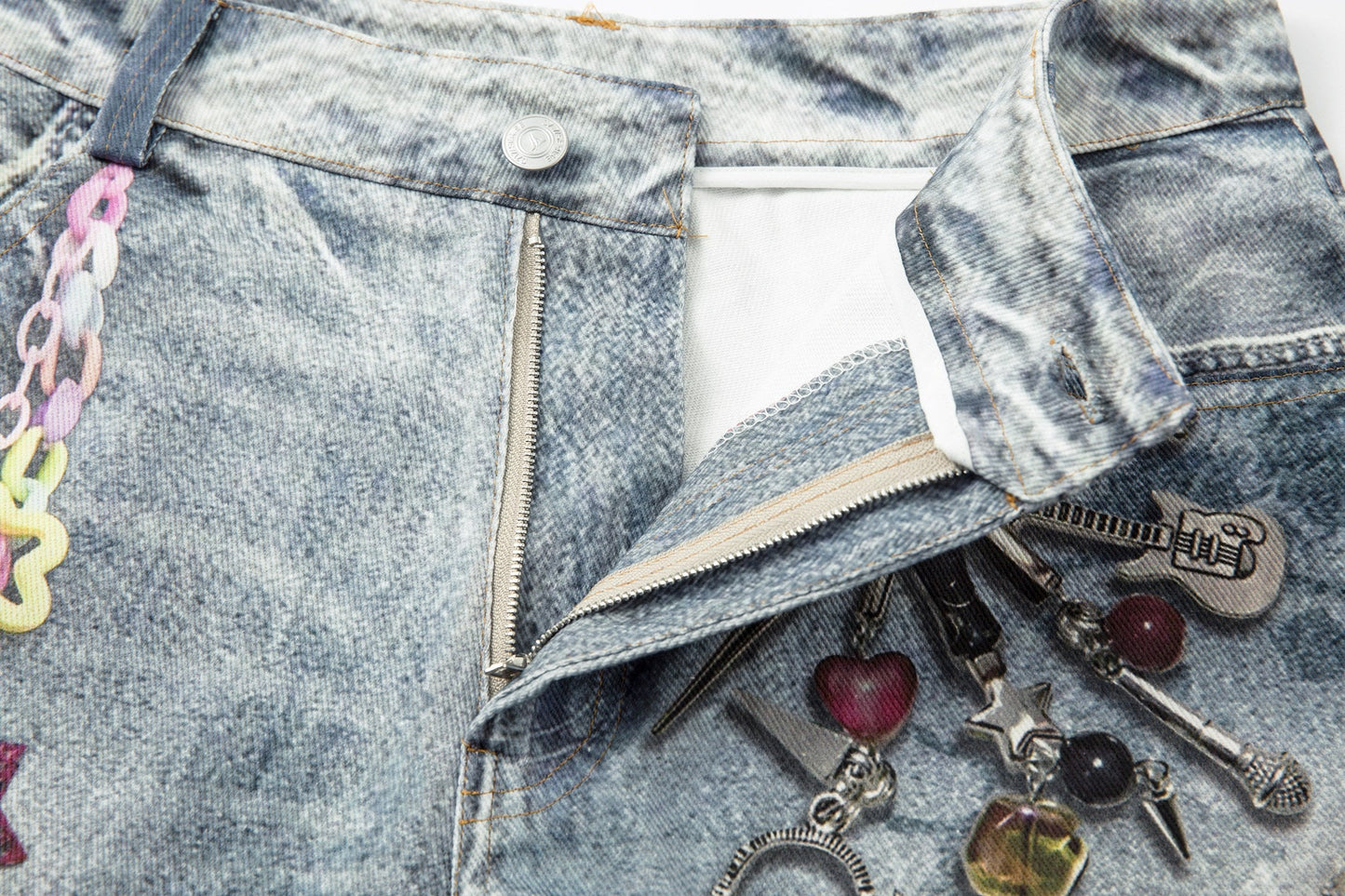 CapCabin “Vintage Charm Patch Denim Shorts