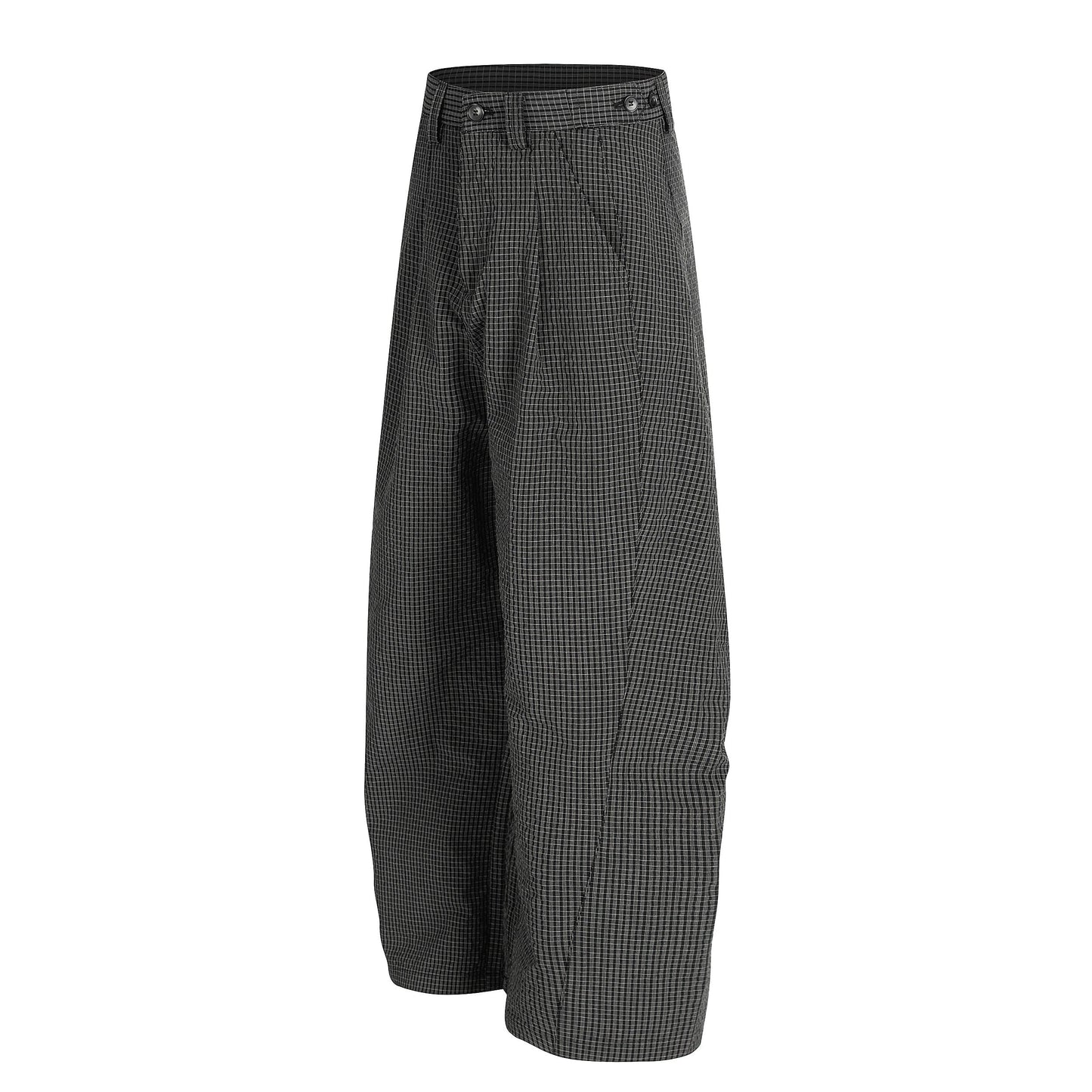 CapCabin Checked Curved-Leg Pants