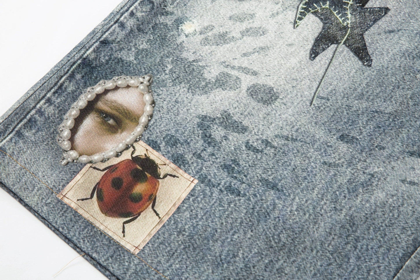 CapCabin “Vintage Charm Patch Denim Shorts