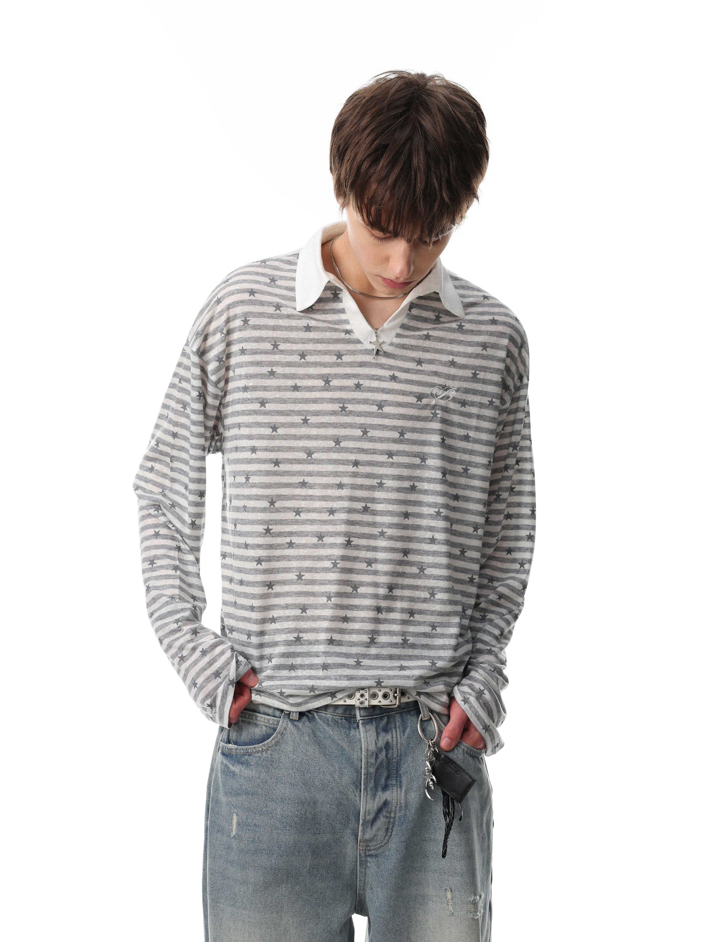 CapCabin “Star Stripe Long Sleeve Polo”