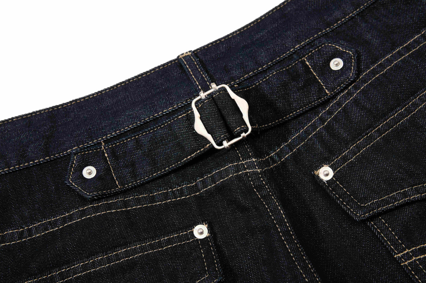 CapCabin Buckle Detail Wide-Leg Denim Pants