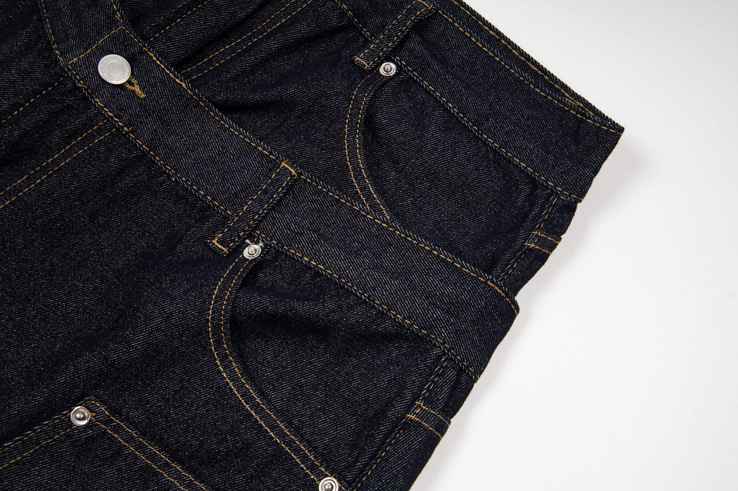 CapCabin “Double Waist Panel Denim Shorts”