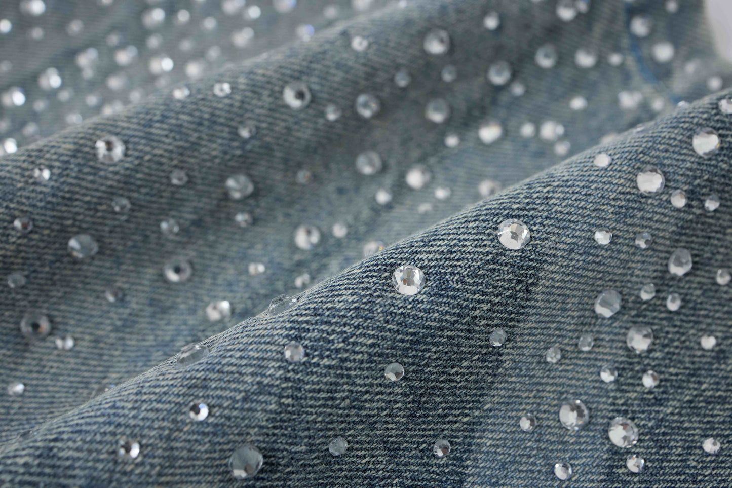 CapCabin Rhinestone Wash Denim Shorts