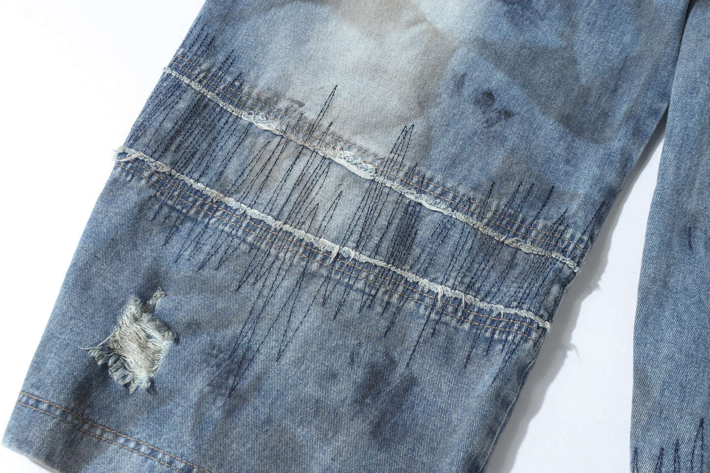 CapCabin Distressed Patchwork Denim Pants