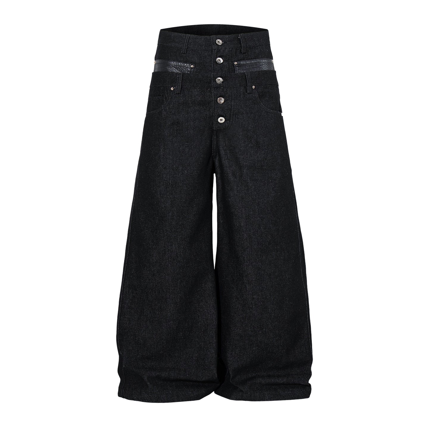 CapCabin Wide Leg Button Fly Denim Pants