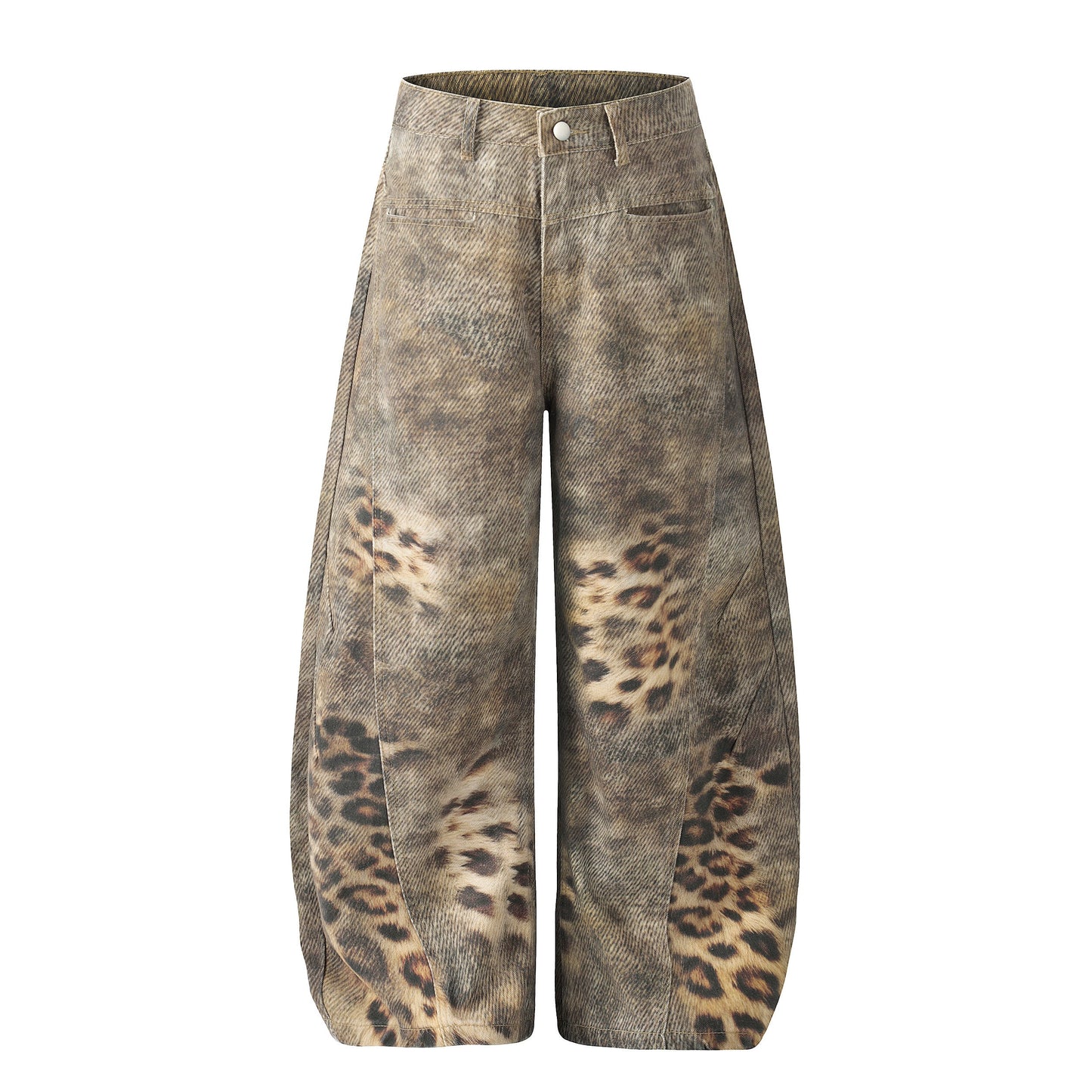 CapCabin Leopard Wash Wide-Leg Jeans