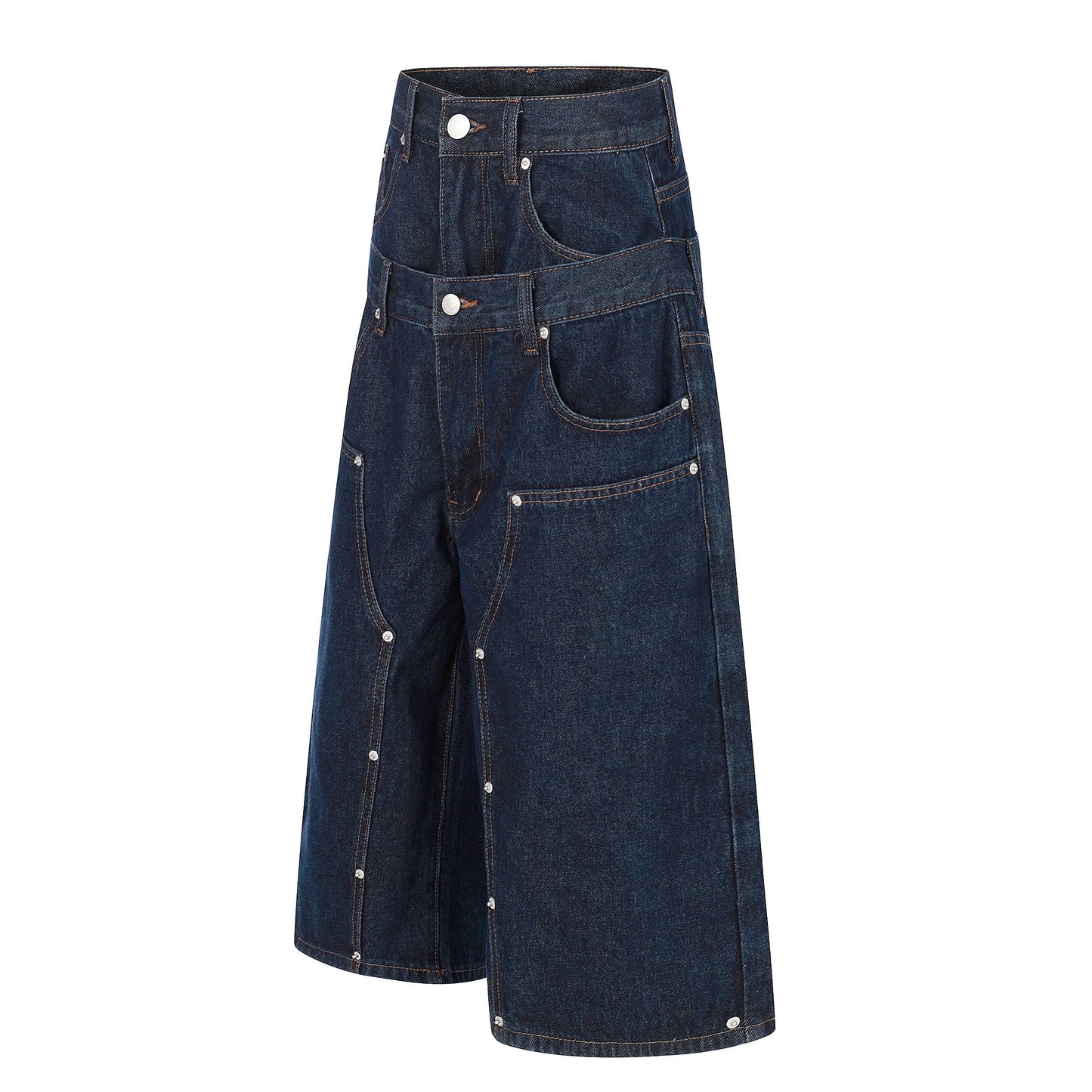 CapCabin “Layered Panel Denim Shorts”