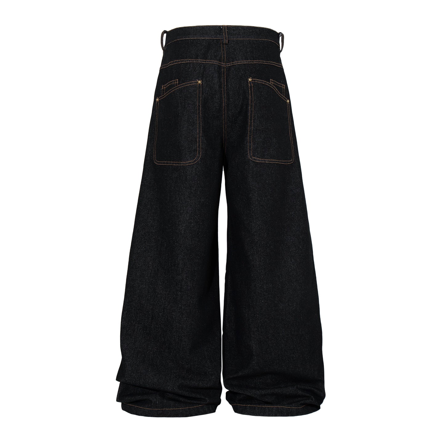 CapCabin Curved Panel Wide Leg Denim Pants
