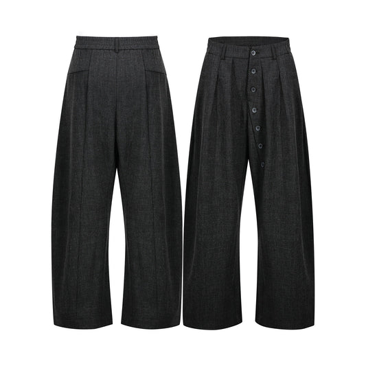 CapCabin “Minimal Pleated Wide-Leg Pants”