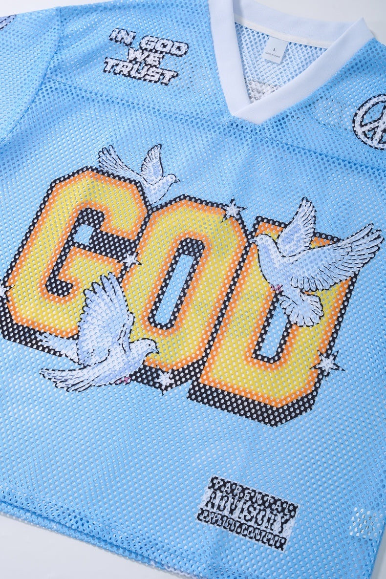 CapCabin “God We Trust” Mesh Jersey T-Shirt