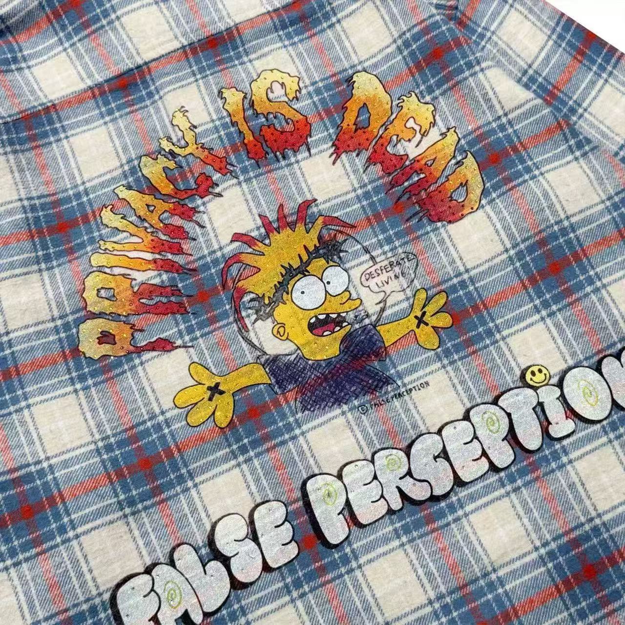 FALSE PERCEPTION Plaid Graphic Shirt Jacket