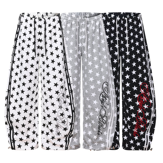 CapCabin Star Print Wide-Leg Sweatpants