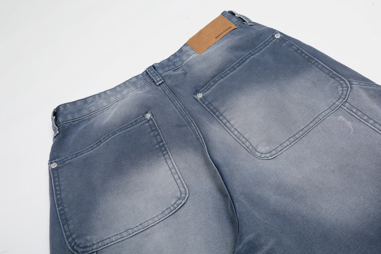 CapCabin Washed Wrinkle Effect Denim Jeans