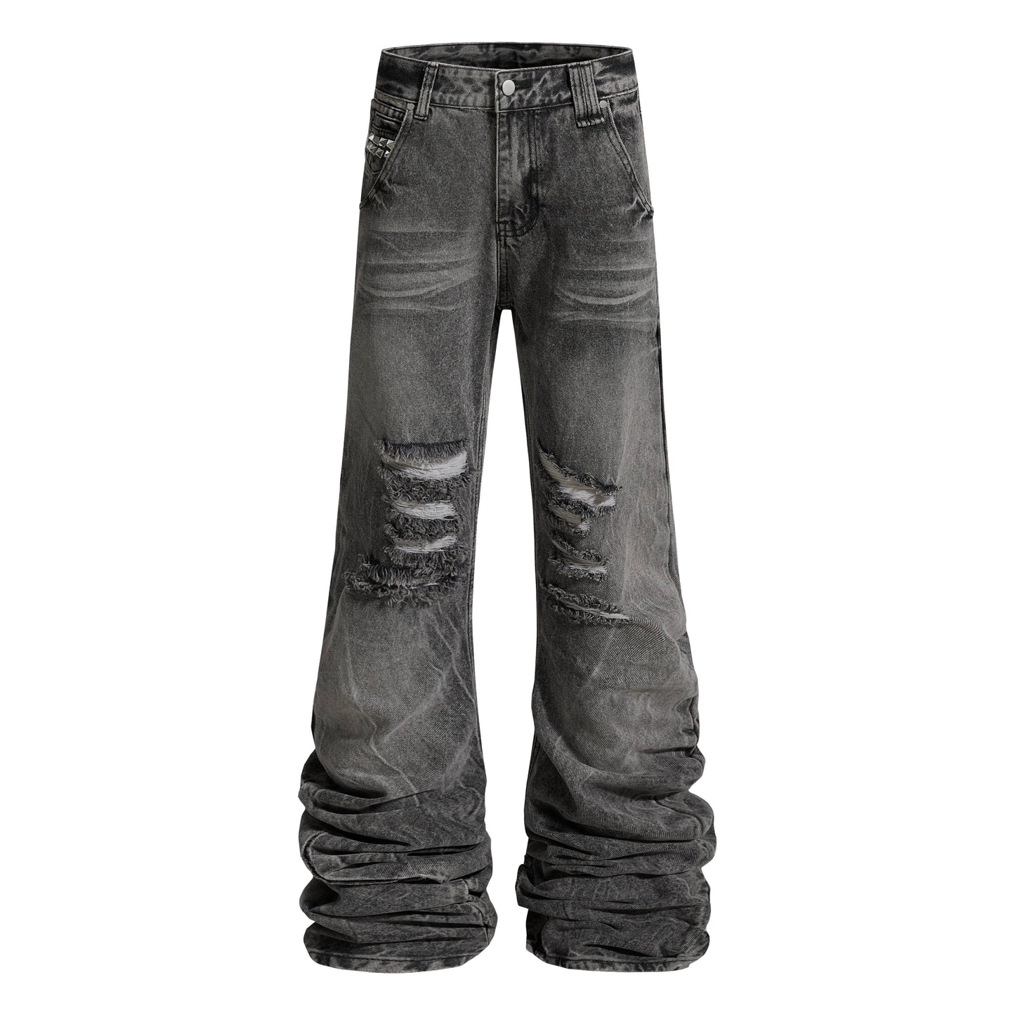 CapCabin Distressed Studded Denim Pants