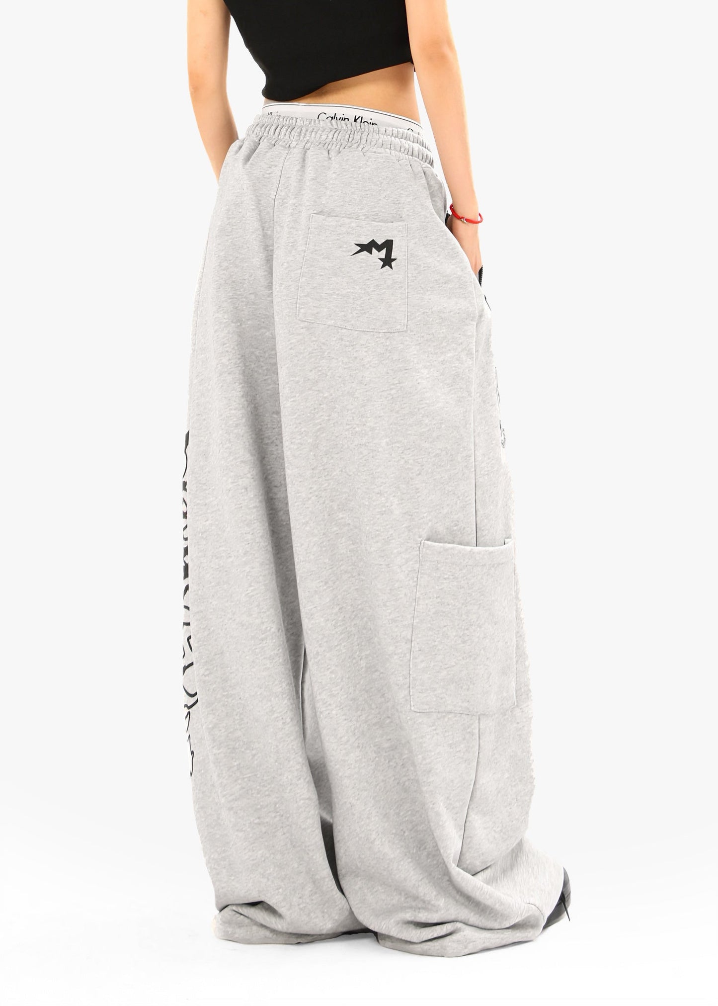 CapCabin Flame Script Wide-Leg Sweatpants