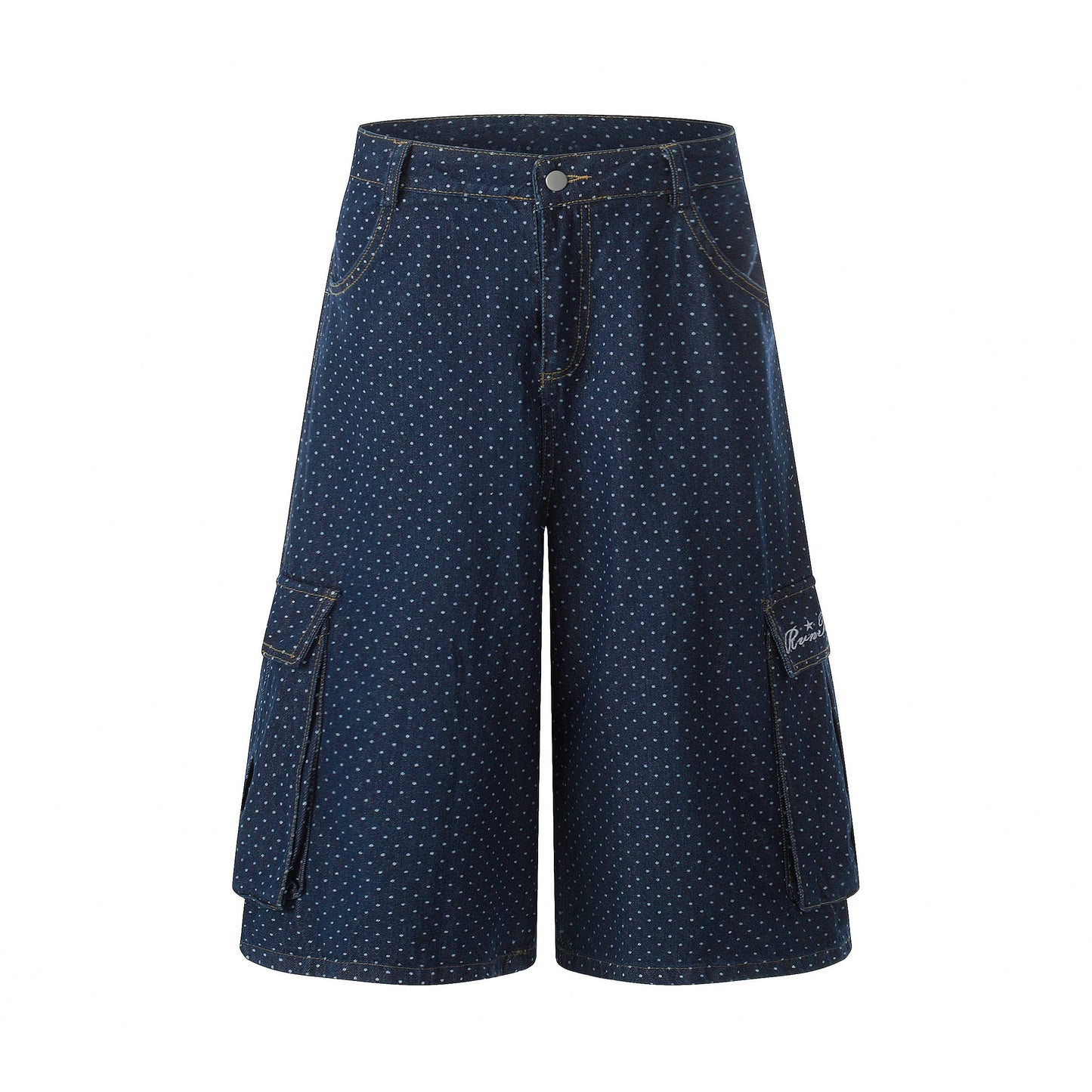 CapCabin Polka Dot Denim Cargo Shorts