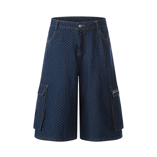CapCabin Polka Dot Denim Cargo Shorts