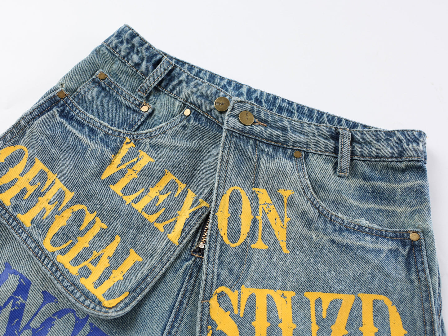 CapCabin Graphic Wide-Leg Denim Pants