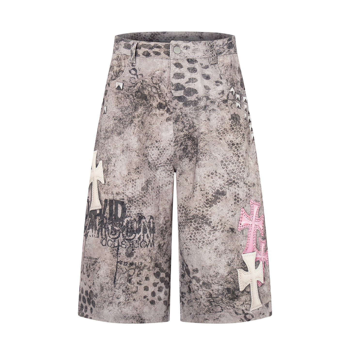 CapCabin “Grunge Cross Washed Denim Shorts”