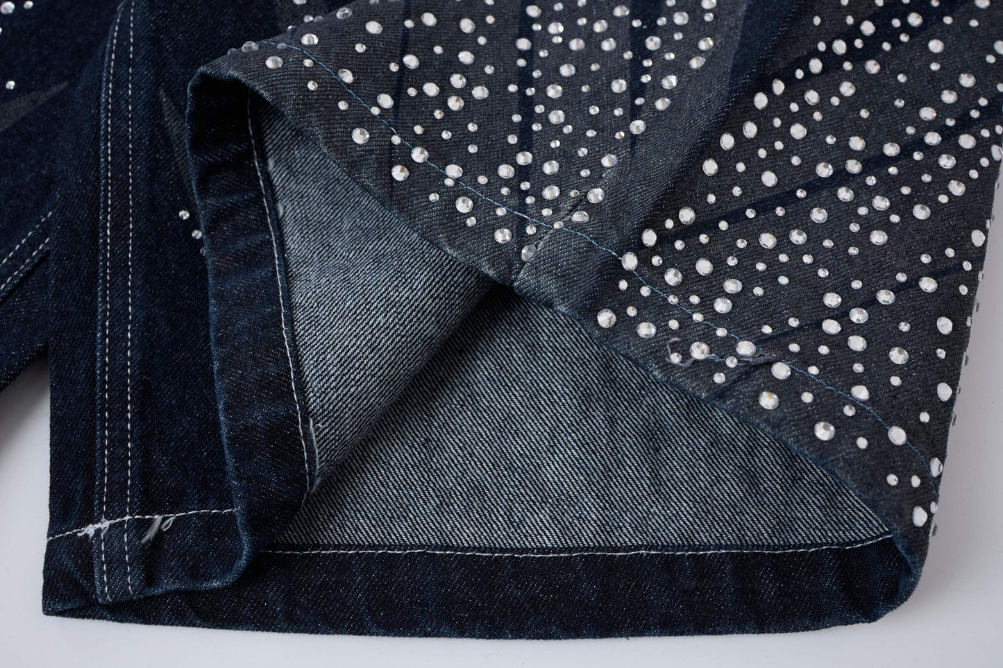 CapCabin Rhinestone Wash Denim Shorts