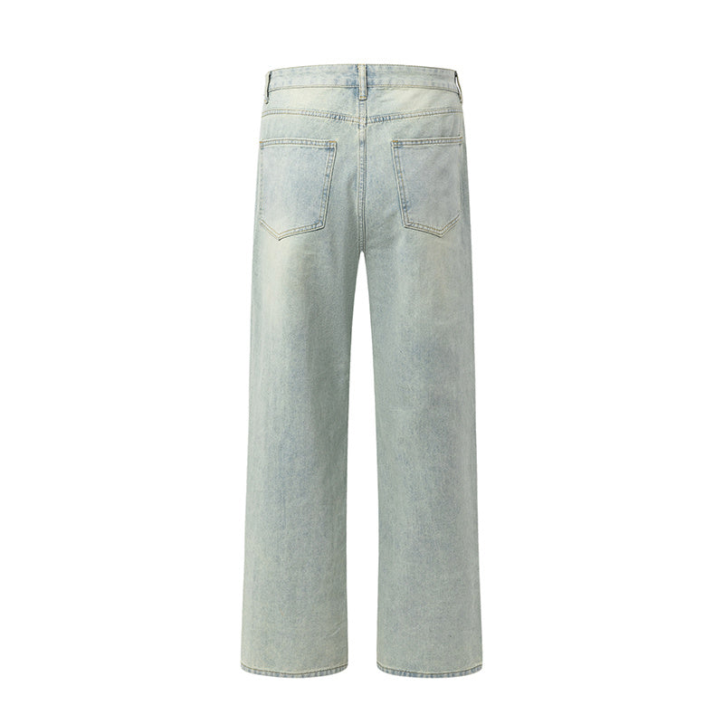 WELLDONE Washed Light Blue Straight-Leg Jeans