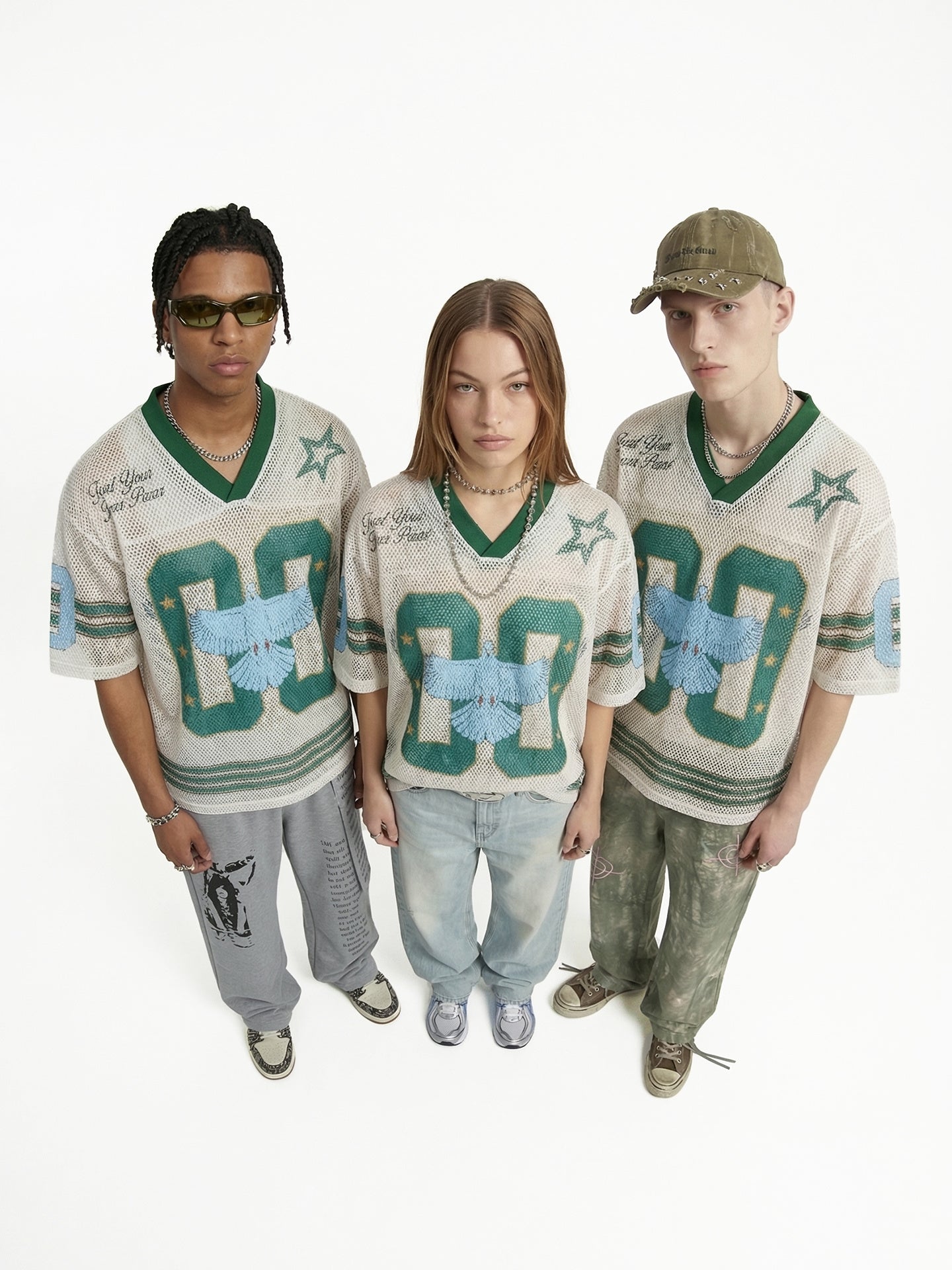 CapCabin “Love Peace 00” Mesh Jersey T-Shirt