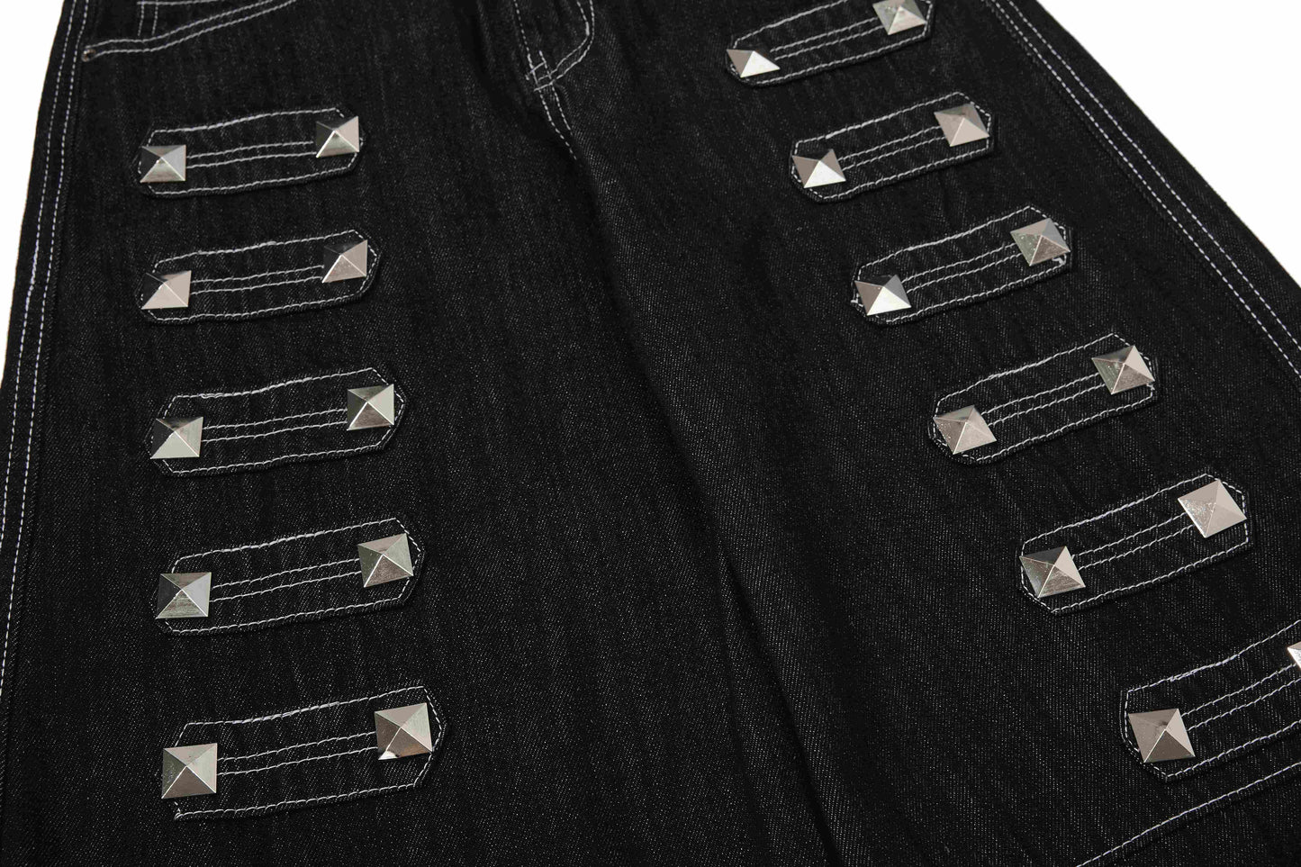 CapCabin Studded Strap Denim Pants