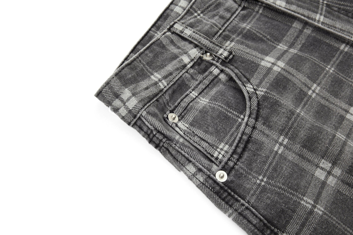 CapCabin Plaid Oversized Wide-Leg Jeans