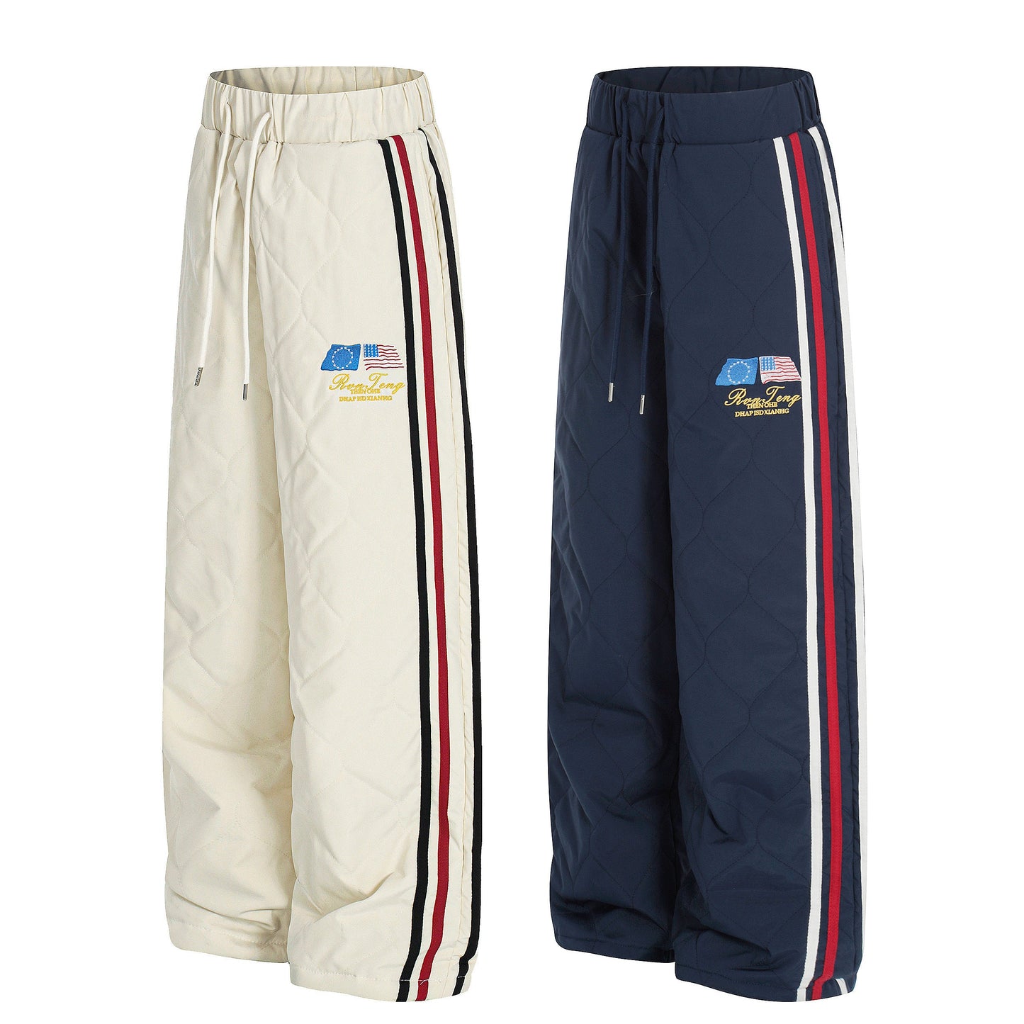 CapCabin Quilted Track Wide-Leg Pants