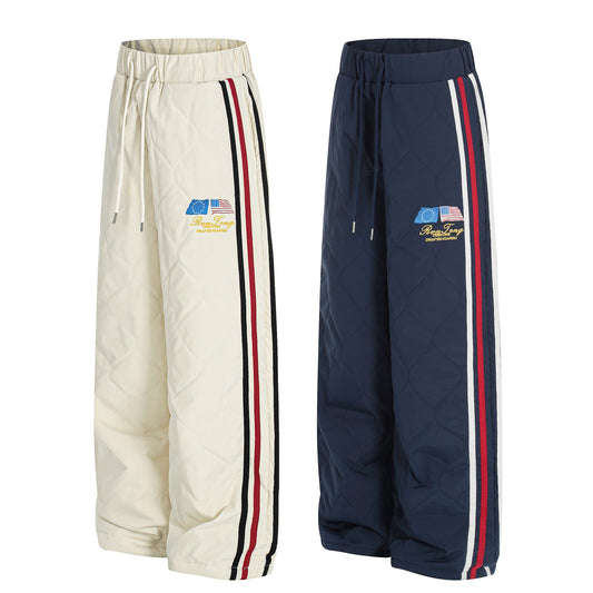 CapCabin Quilted Track Wide-Leg Pants