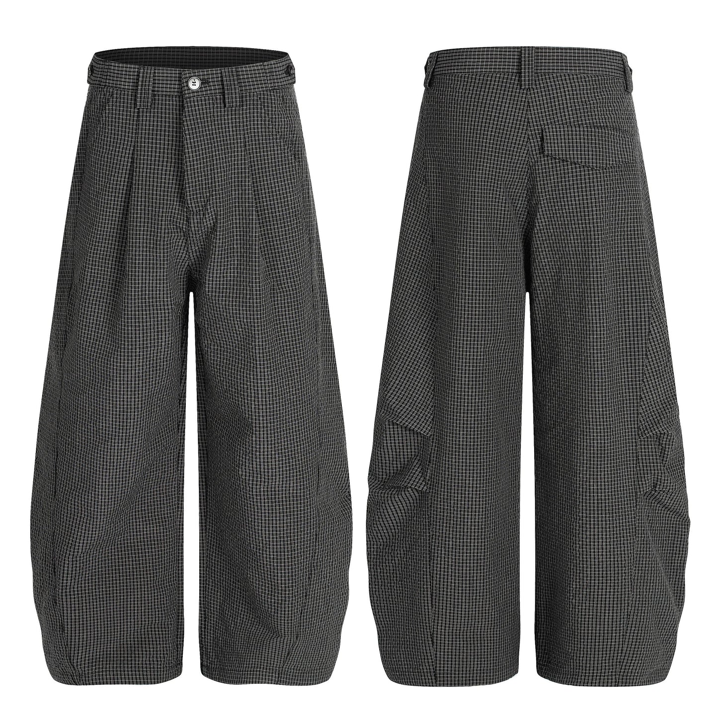 CapCabin Checked Curved-Leg Pants