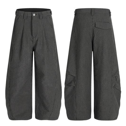CapCabin Checked Curved-Leg Pants