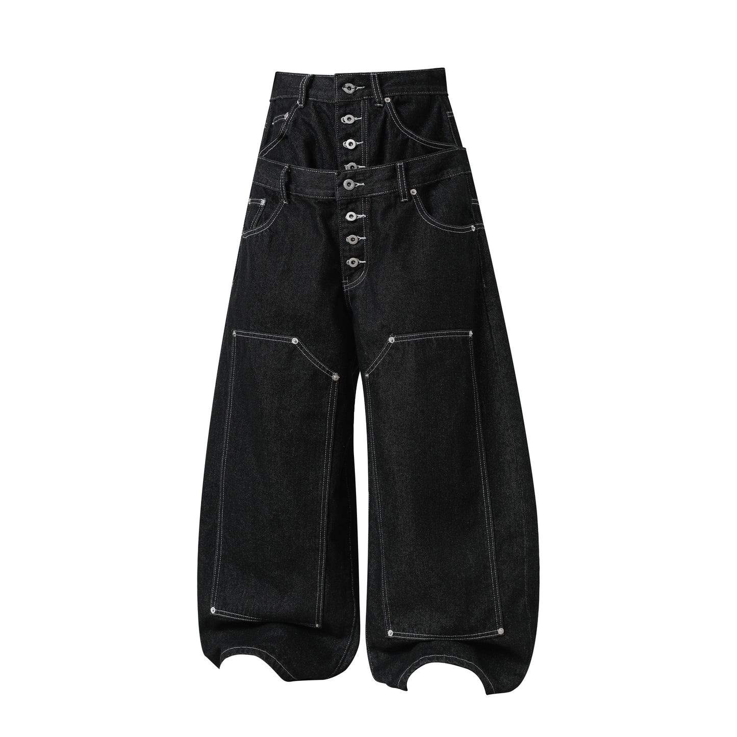 CapCabin Double-Waist Utility Denim Pants