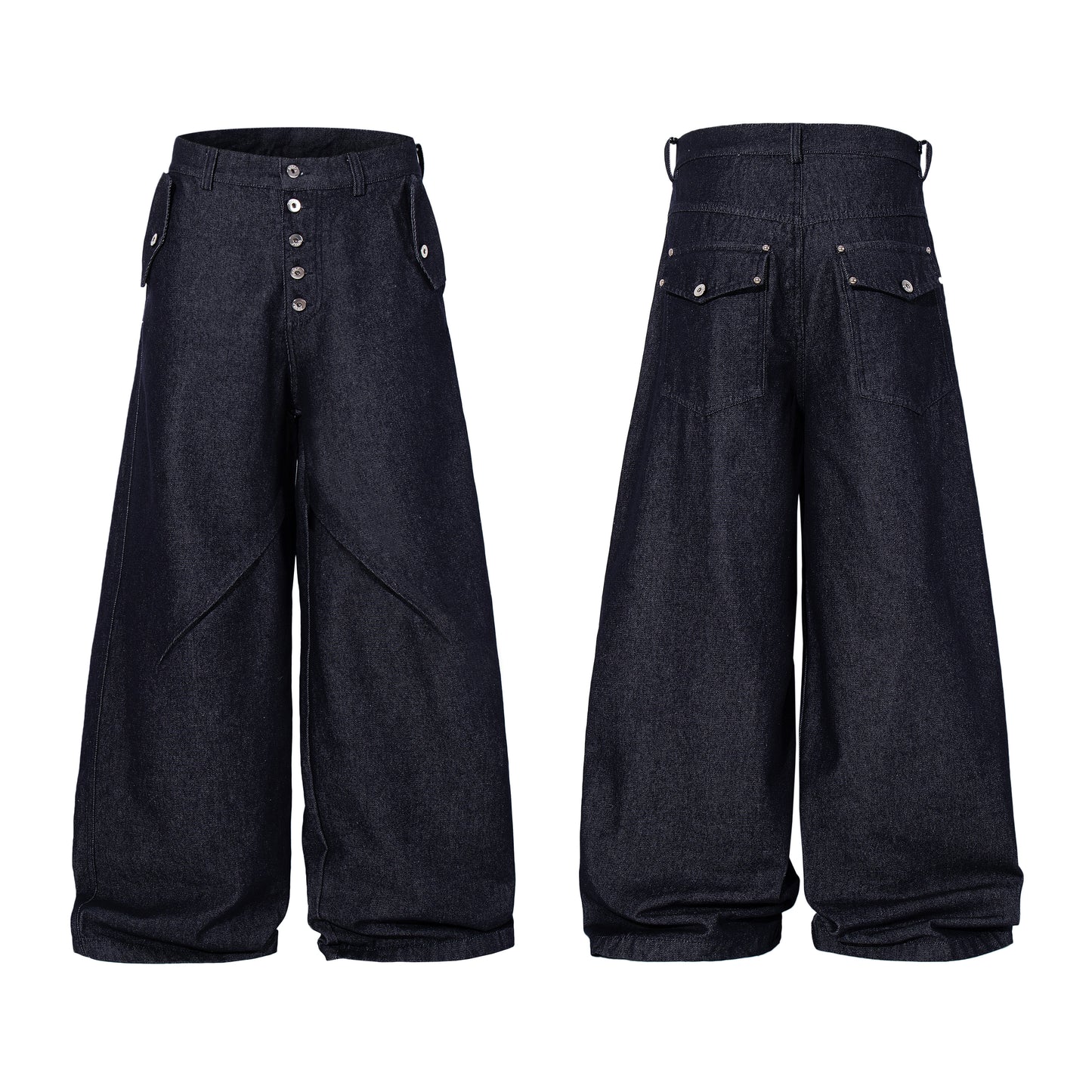 CapCabin Panel Construction Wide Leg Denim Pants