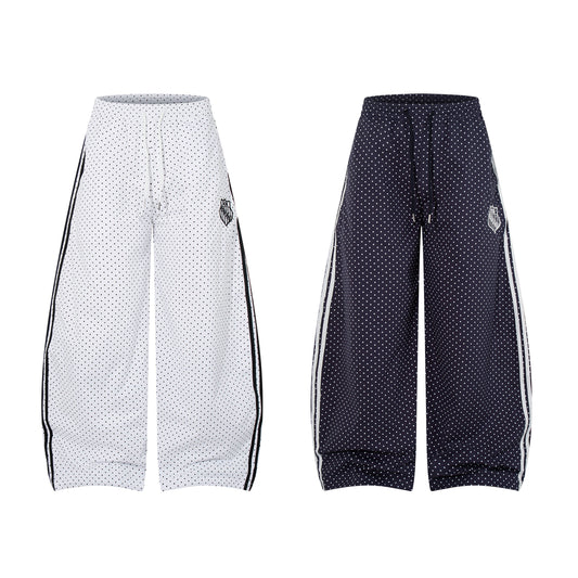 CapCabin “Polka Mesh Wide-Leg Pants”