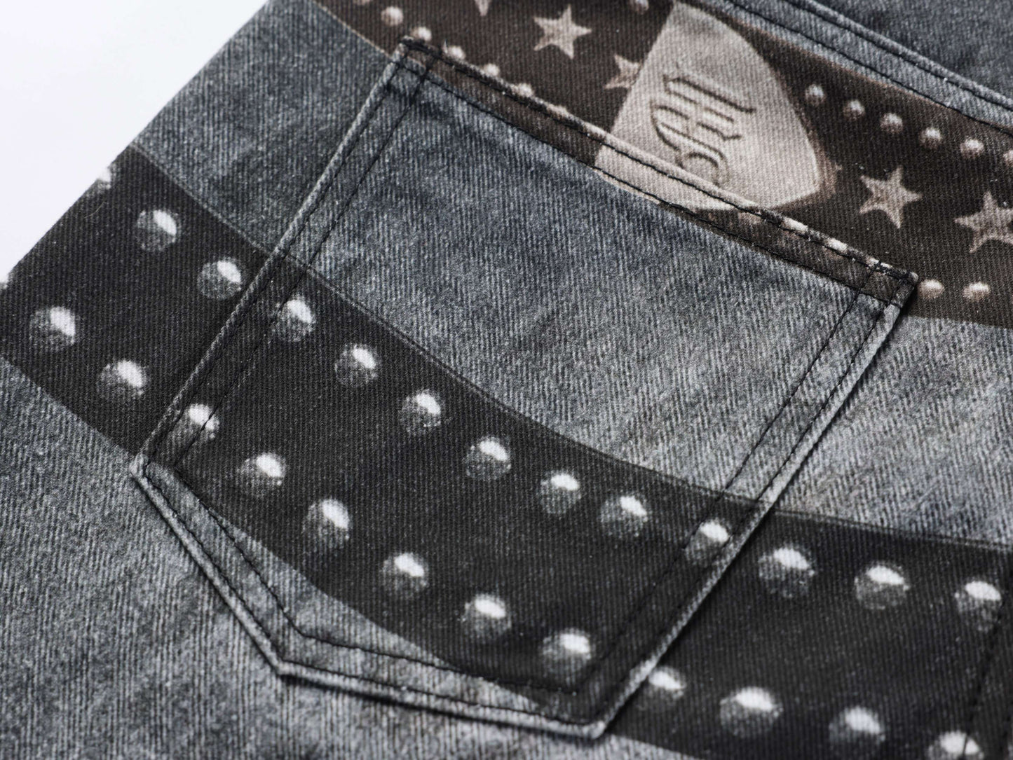 CapCabin Washed Studded Wide-Leg Jeans