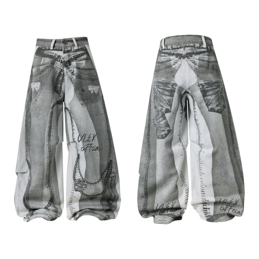 CapCabin Graphic Panel Wide-Leg Pants