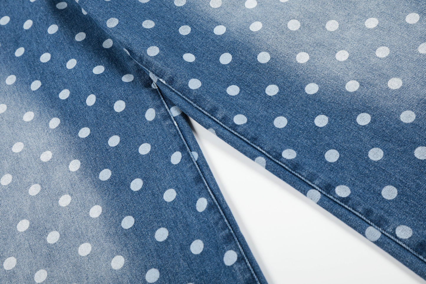 CapCabin Polka Dot Washed Denim Jeans
