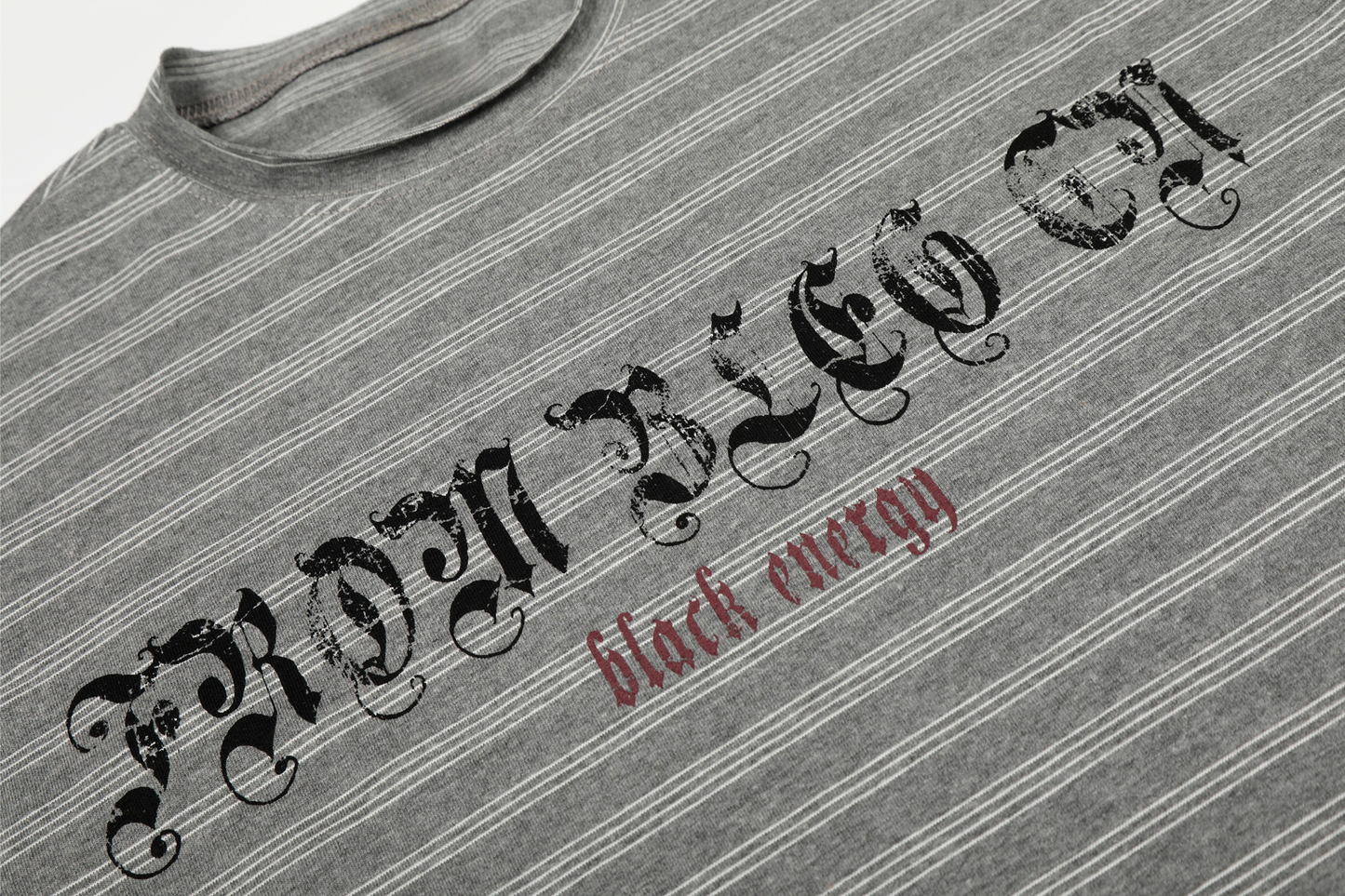 CapCabin Striped Gothic Logo Long Sleeve Tee