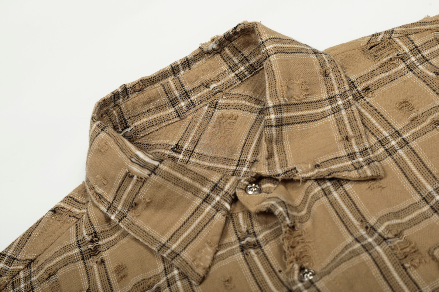 CapCabin Distressed Plaid Shirt Jacket